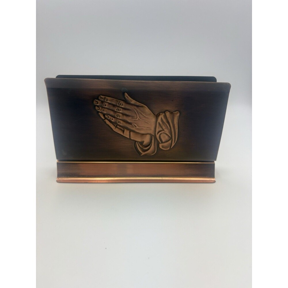 VINTAGE Coppercraft Guild "PRAYING HANDS" COPPER Letter/Napkin Holder